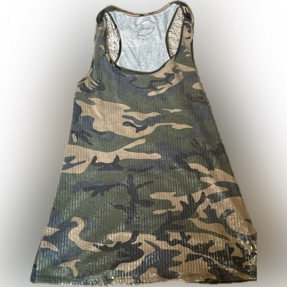 Camo Sequin Tank Top